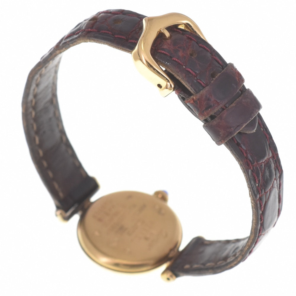 with paper CARTIER Must Colisee SM Vermeil 590002 SV925 (Gold Plated) / Leather Ivory Dial Quartz Ladies
 Watch N#140754