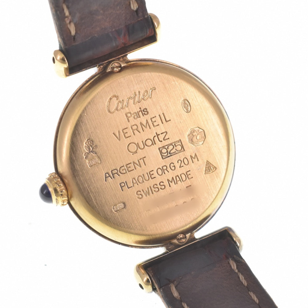 with paper CARTIER Must Colisee SM Vermeil 590002 SV925 (Gold Plated) / Leather Ivory Dial Quartz Ladies
 Watch N#140754