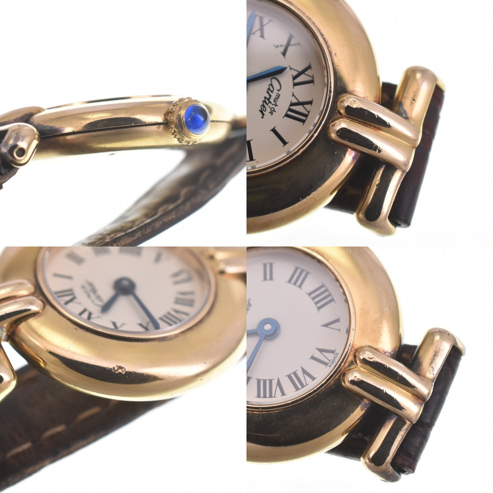 with paper CARTIER Must Colisee SM Vermeil 590002 SV925 (Gold Plated) / Leather Ivory Dial Quartz Ladies
 Watch N#140754
