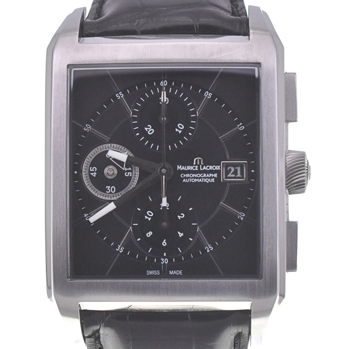 with paper MAURICE LACROIX Pontos Rectangular PT6197-SS001-330 Chronograph Date black Dial Automatic Men's
 Watch O#140775
