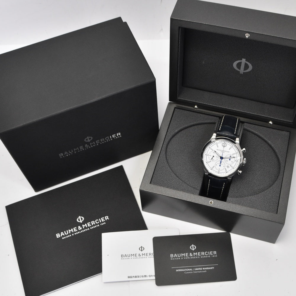 with paper Baume & Mercier Kay Platn M0A10437 Anniversary Model Chronograph Date white Dial Automatic Men's
 Watch O#140777