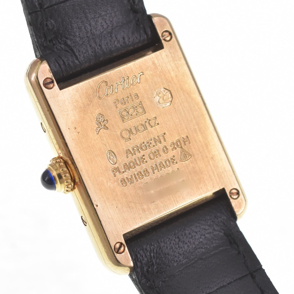 CARTIER Must Tank SM Vermeil 366001 SV925 (Gold Plated) / Leather Bordeaux Dial Quartz Ladies
 Watch N#140816