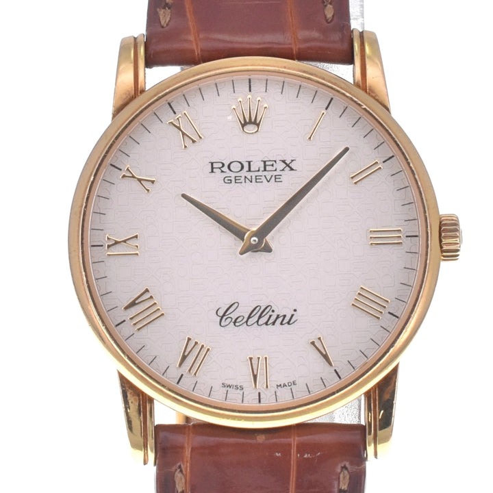 ROLEX Cherini 5116 K18YG / leather Silver Dial Hand Winding Men's
 Watch O#140833