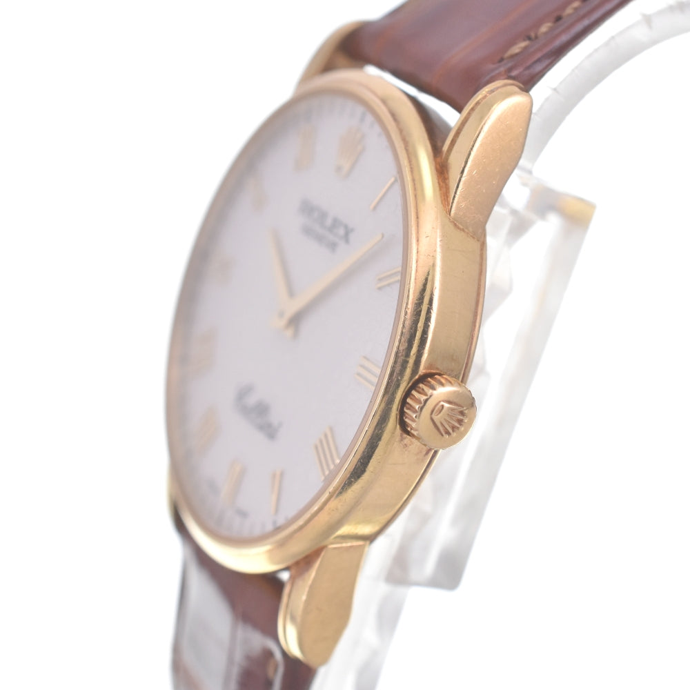 ROLEX Cherini 5116 K18YG / leather Silver Dial Hand Winding Men's
 Watch O#140833