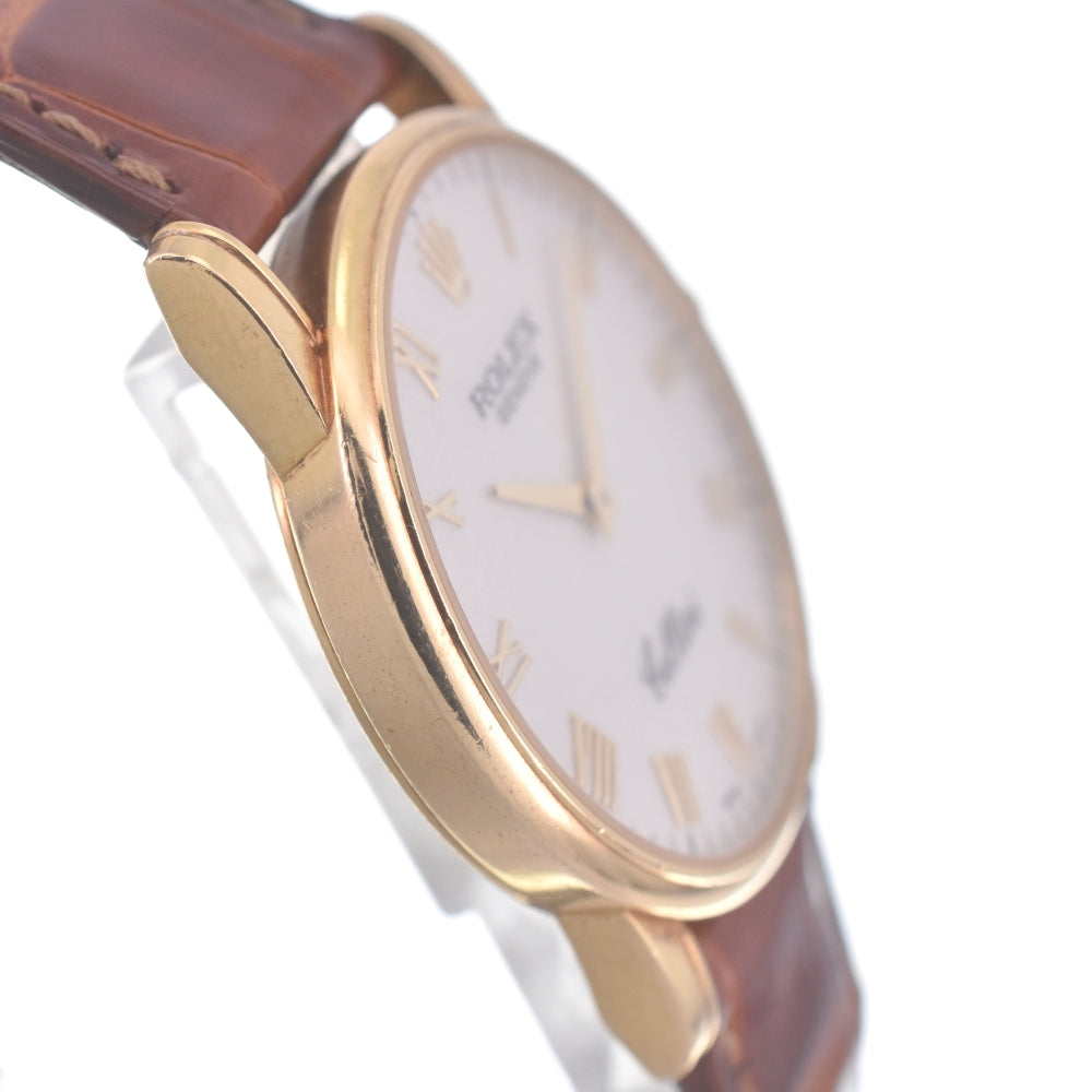 ROLEX Cherini 5116 K18YG / leather Silver Dial Hand Winding Men's
 Watch O#140833