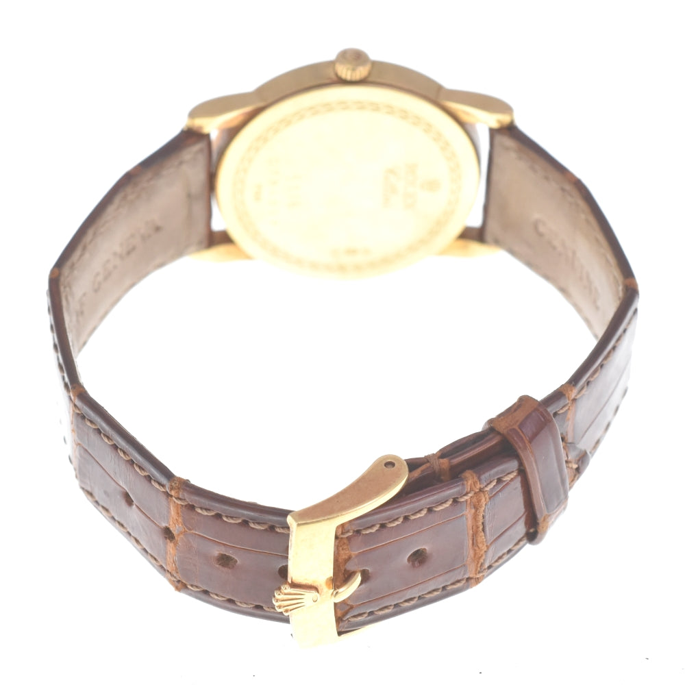 ROLEX Cherini 5116 K18YG / leather Silver Dial Hand Winding Men's
 Watch O#140833