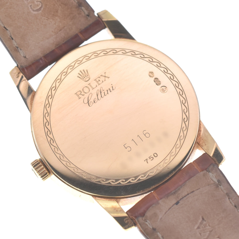 ROLEX Cherini 5116 K18YG / leather Silver Dial Hand Winding Men's
 Watch O#140833