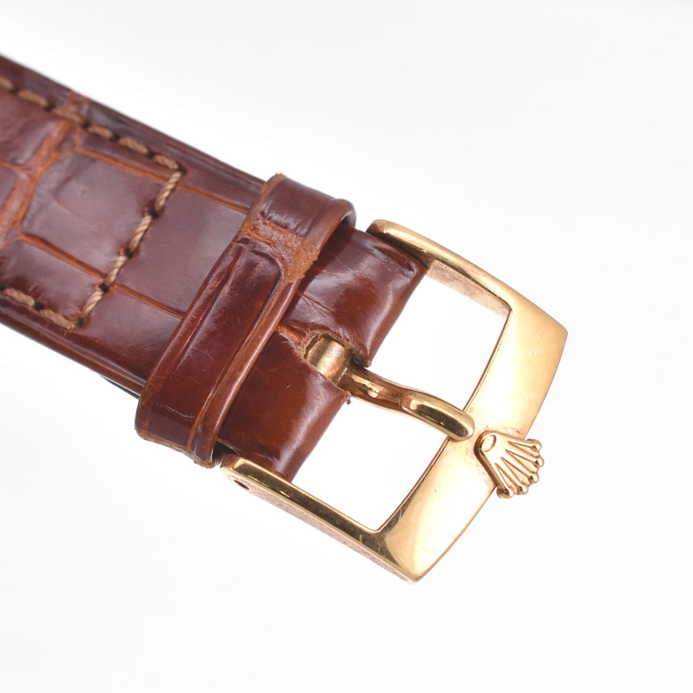 ROLEX Cherini 5116 K18YG / leather Silver Dial Hand Winding Men's
 Watch O#140833