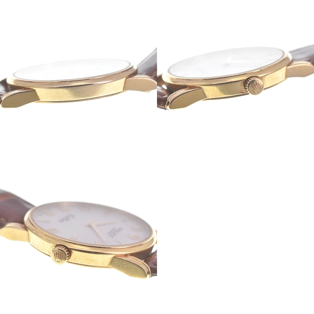 ROLEX Cherini 5116 K18YG / leather Silver Dial Hand Winding Men's
 Watch O#140833