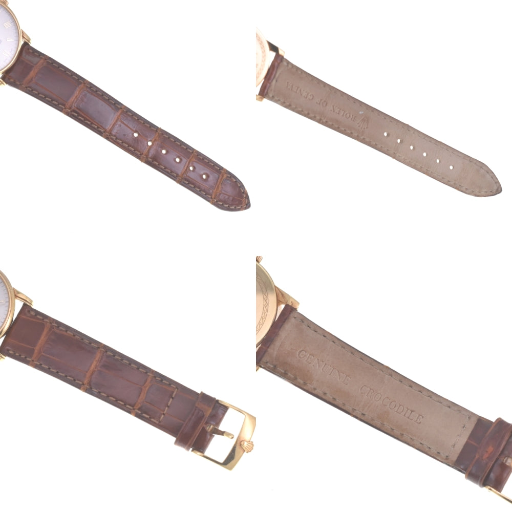 ROLEX Cherini 5116 K18YG / leather Silver Dial Hand Winding Men's
 Watch O#140833