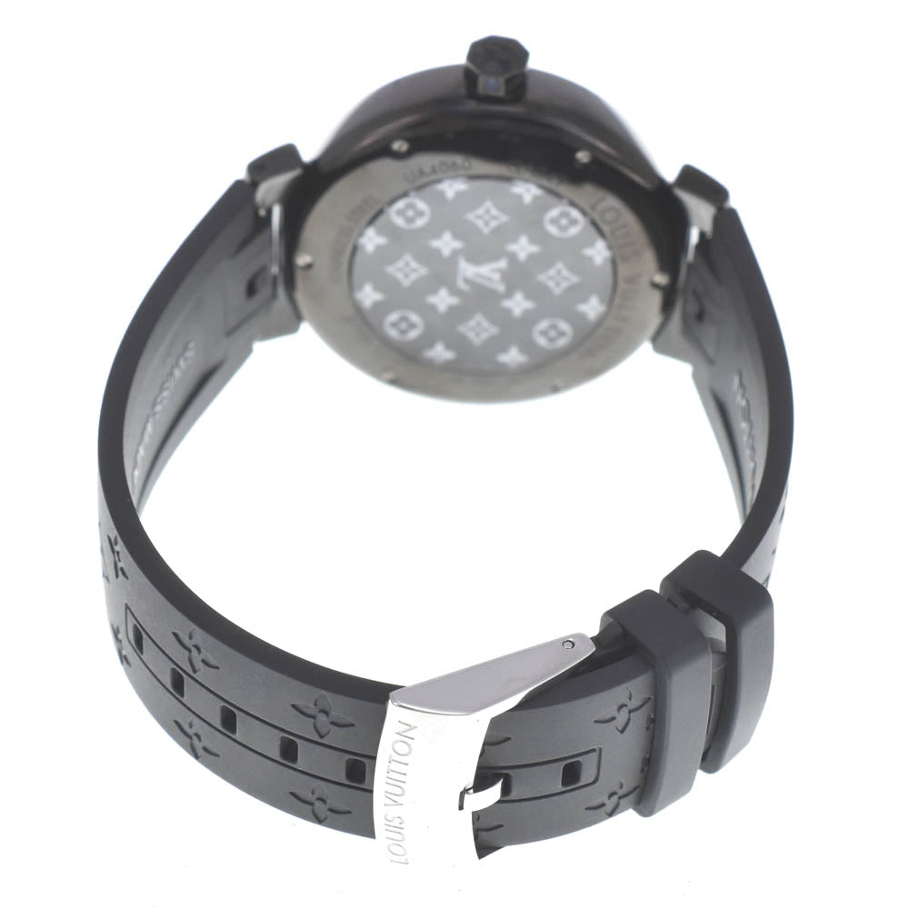 with paper LOUIS VUITTON Tambour All Black GM QA049 12P diamond date black Dial Quartz Men's
 Watch O#140902