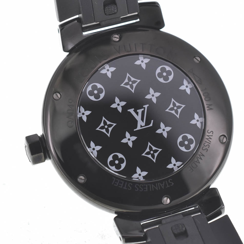 with paper LOUIS VUITTON Tambour All Black GM QA049 12P diamond date black Dial Quartz Men's
 Watch O#140902