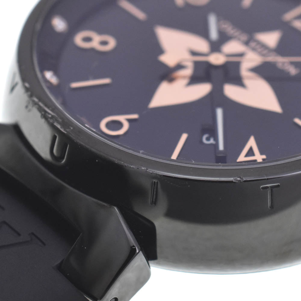 with paper LOUIS VUITTON Tambour All Black GM QA049 12P diamond date black Dial Quartz Men's
 Watch O#140902