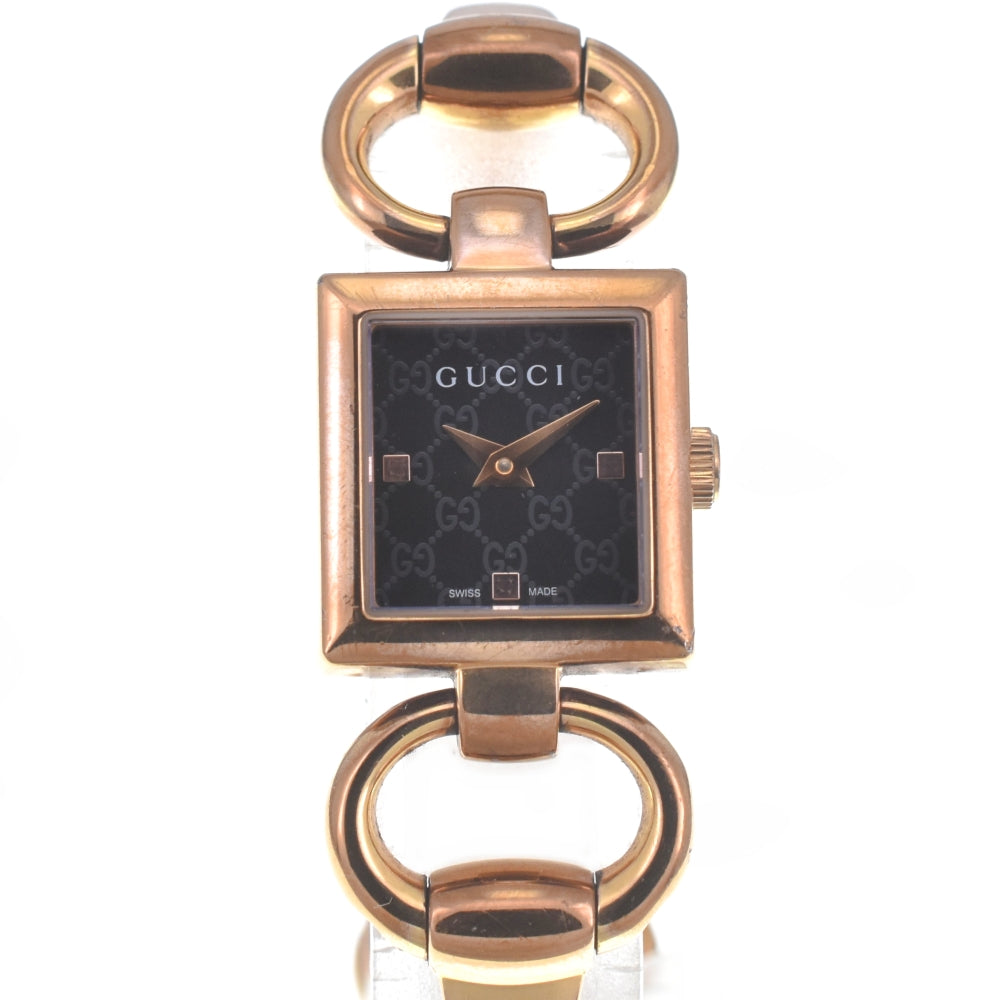 GUCCI 120 Tornavoni Gold Plated black Dial Quartz Ladies
 Watch P#140949