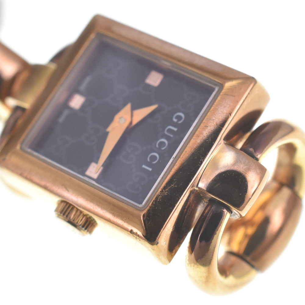 GUCCI 120 Tornavoni Gold Plated black Dial Quartz Ladies
 Watch P#140949