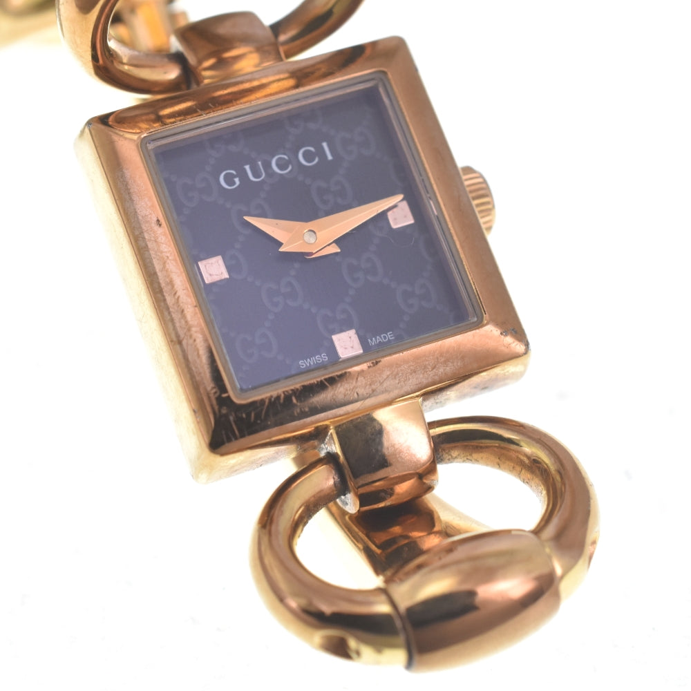 GUCCI 120 Tornavoni Gold Plated black Dial Quartz Ladies
 Watch P#140949