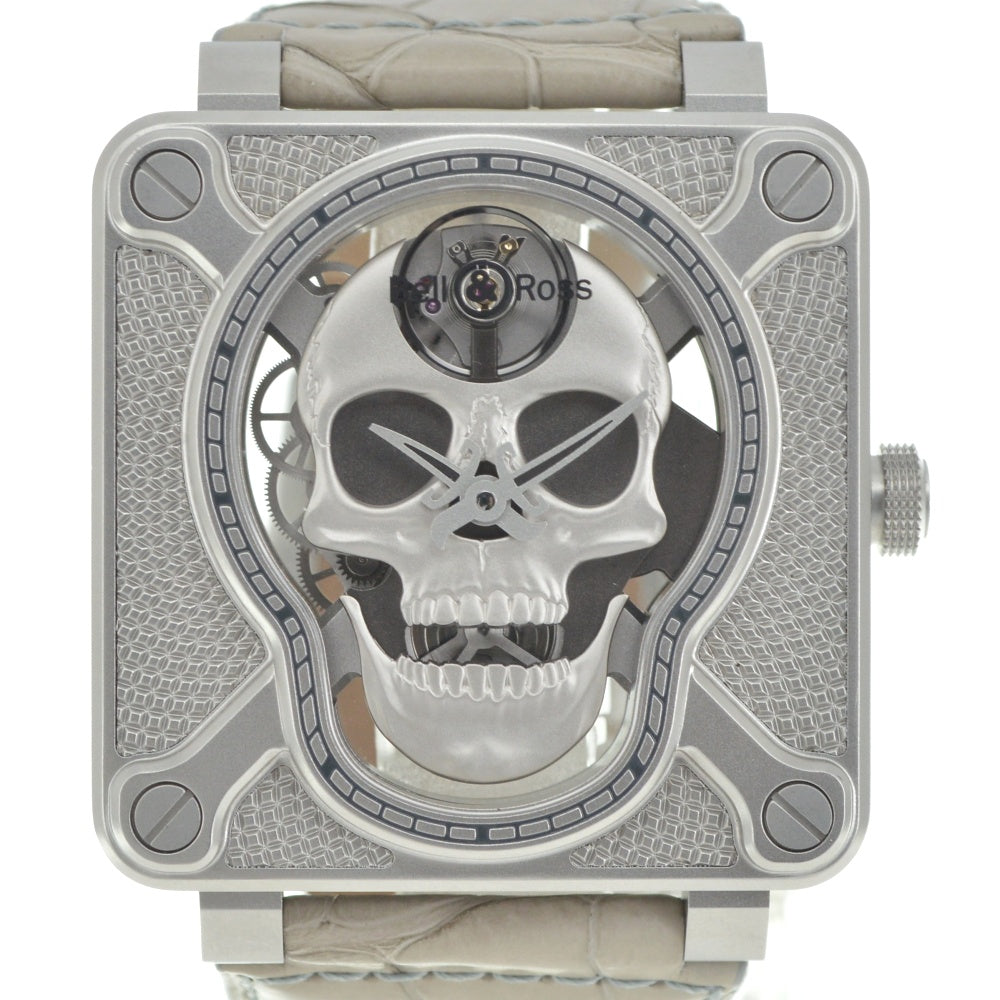 with paper Bell＆Ross Laughing Skull BR01-SKULL-SK-ST 500 worldwide limited Silver Dial Hand Winding Men's
 Watch P#141049