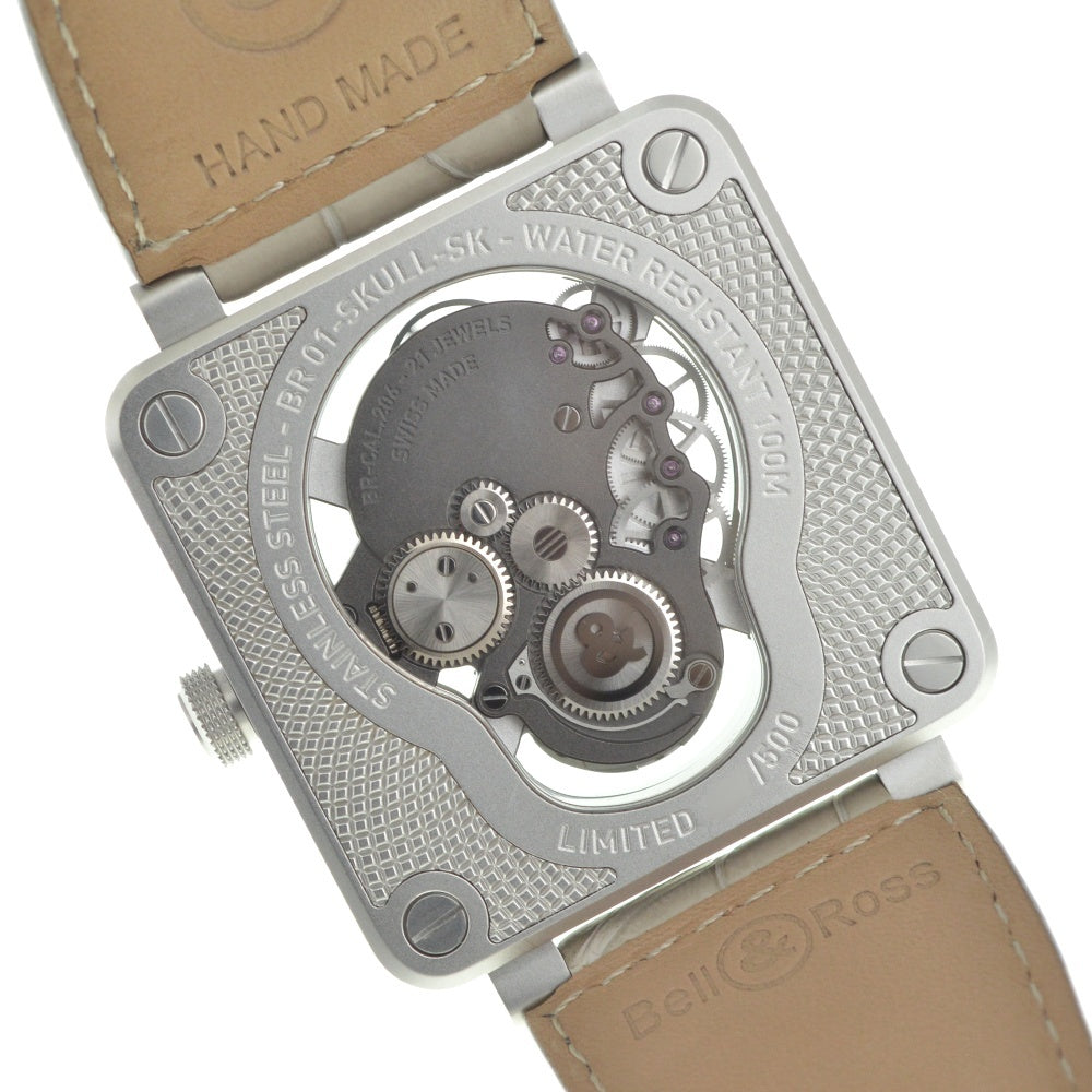 with paper Bell＆Ross Laughing Skull BR01-SKULL-SK-ST 500 worldwide limited Silver Dial Hand Winding Men's
 Watch P#141049