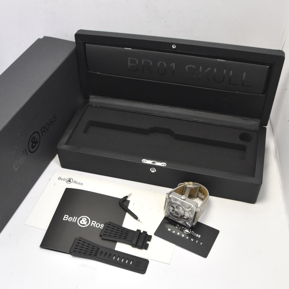 with paper Bell＆Ross Laughing Skull BR01-SKULL-SK-ST 500 worldwide limited Silver Dial Hand Winding Men's
 Watch P#141049