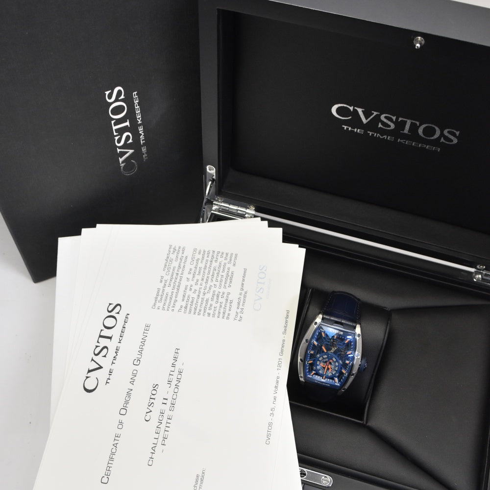 with paper CVSTOS Challenge Jetliner II PS CVT-JET2-PS TTBLTT Blue / skeleton Dial Automatic Men's
 Watch P#141054