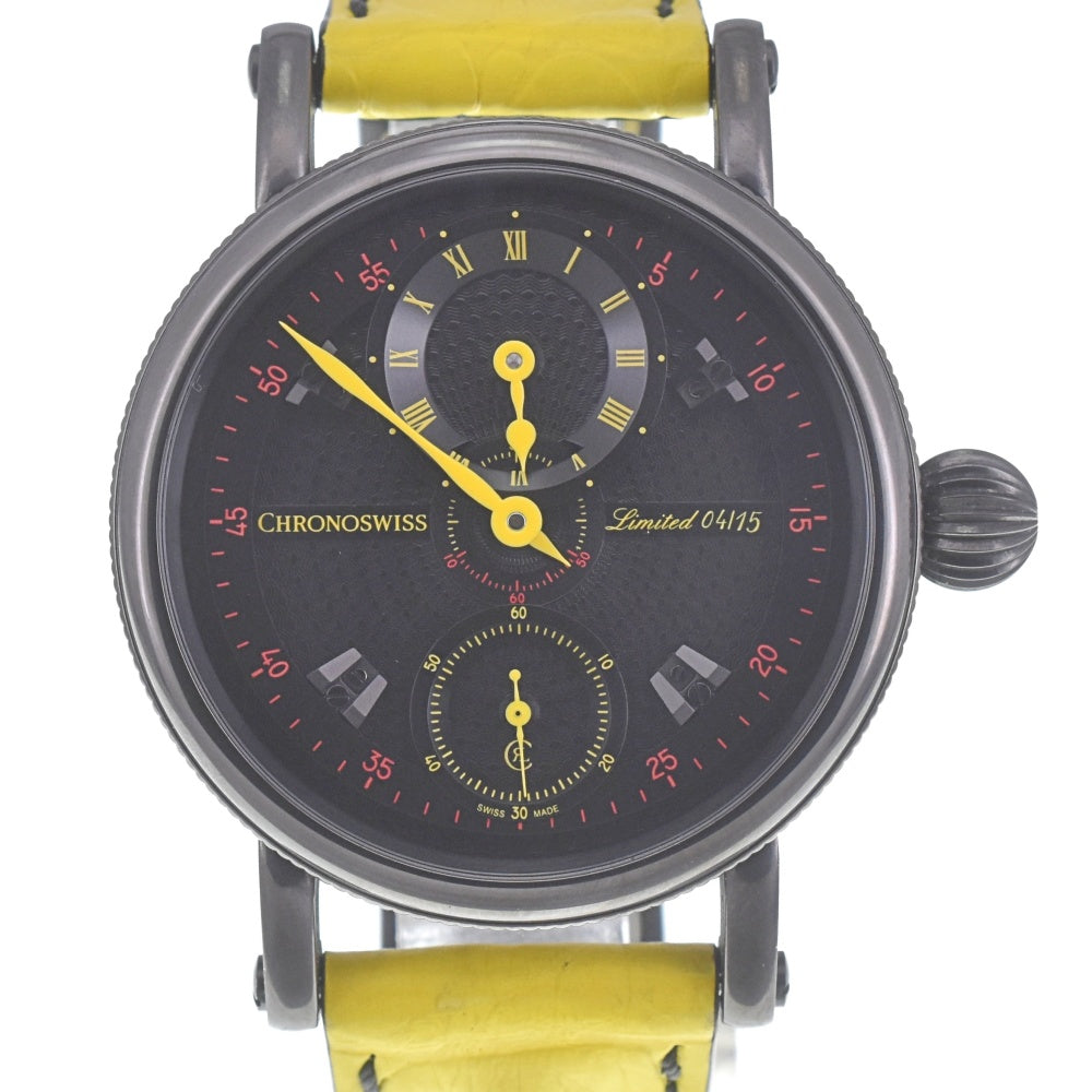 with paper Chronoswiss Flying Ground Regulator CH-6725-BKBK Limited to 15 pieces worldwide black Dial Hand Winding Men's
 Watch P#141055