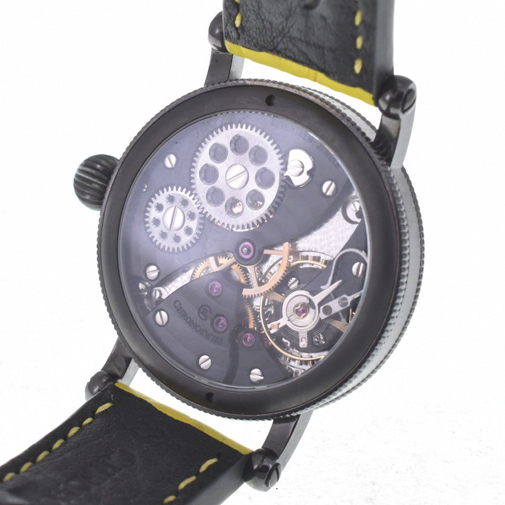 with paper Chronoswiss Flying Ground Regulator CH-6725-BKBK Limited to 15 pieces worldwide black Dial Hand Winding Men's
 Watch P#141055