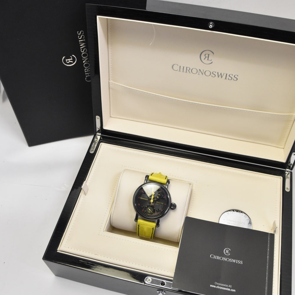 with paper Chronoswiss Flying Ground Regulator CH-6725-BKBK Limited to 15 pieces worldwide black Dial Hand Winding Men's
 Watch P#141055