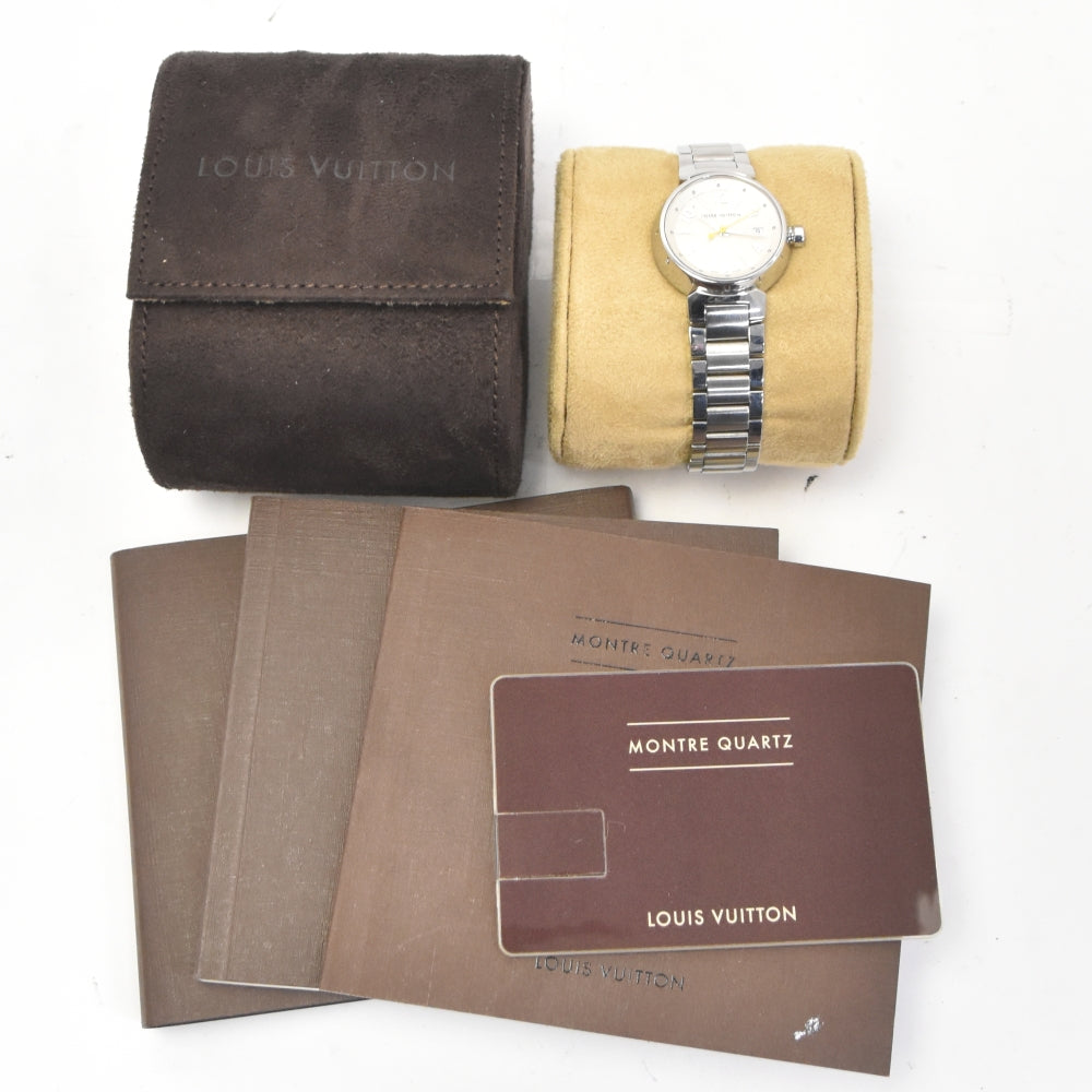 with paper LOUIS VUITTON Tambour Q121K Monogram Silver Dial Quartz Ladies
 Watch P#141057