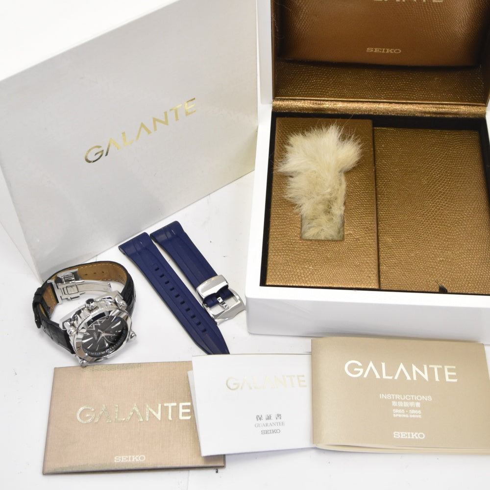 with paper SEIKO Galante SBLA047 (5R66-0AC1) Power reserve date black Dial Spring drive Men's
 Watch O#141064