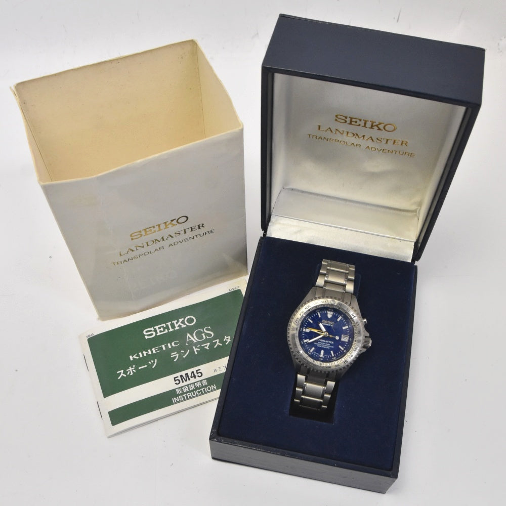 SEIKO Landmaster Transporter Adventure Mitsuro Ohba model SBCW009 Kinetic blue Dial Auto quartz Men's
 Watch Q#141065