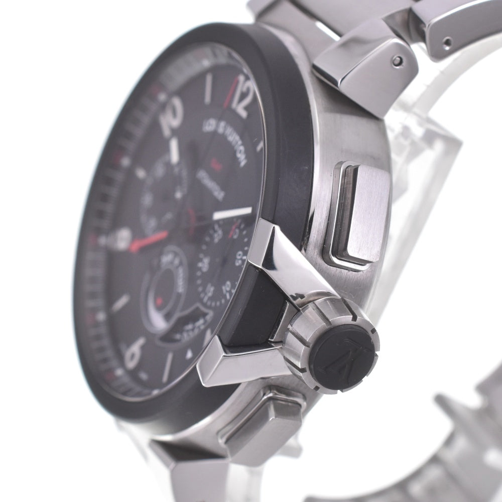 with paper LOUIS VUITTON Tambour Chronograph GMT Q1052 black Dial Automatic Men's
 Watch Q#141097