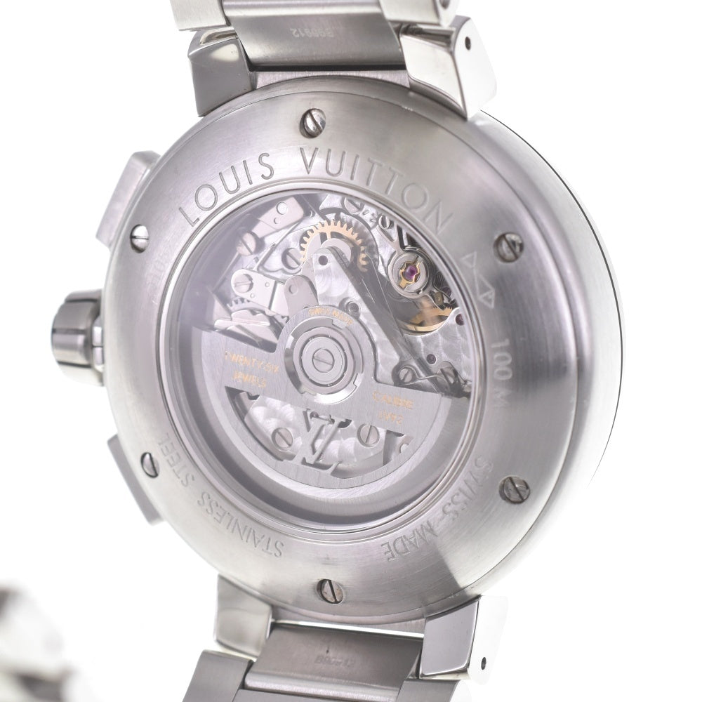 with paper LOUIS VUITTON Tambour Chronograph GMT Q1052 black Dial Automatic Men's
 Watch Q#141097