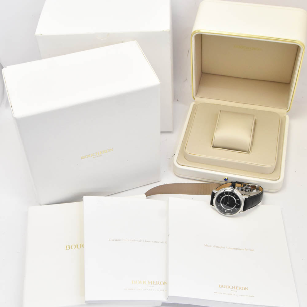 with paper Boucheron Epure WA021202 Date black Dial Automatic Men's
 Watch P#141122