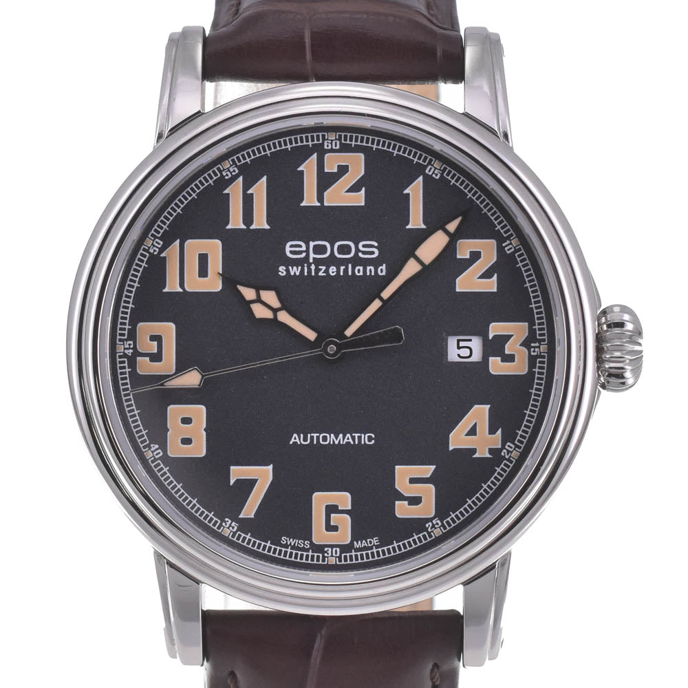 with paper EPOS Emotion 3390AGY Date Stainless Steel Leather gray Dial Automatic Men's
 Watch P#141143