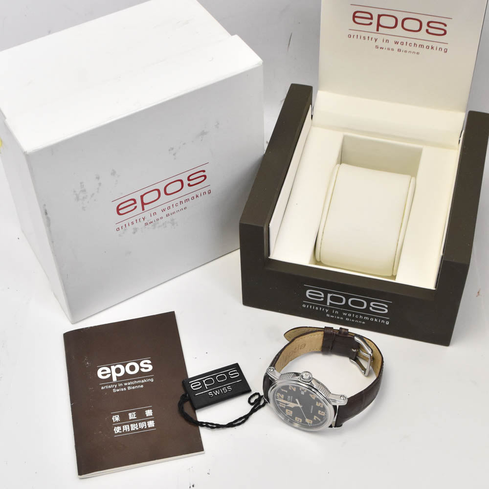 with paper EPOS Emotion 3390AGY Date Stainless Steel Leather gray Dial Automatic Men's
 Watch P#141143