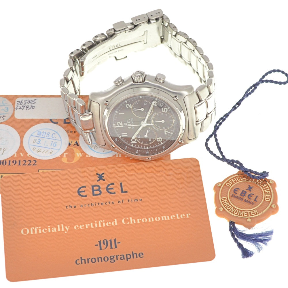 with paper EBEL 1911 Modulor E9137240 Chronograph Date black Dial Automatic Men's
 Watch Q#141164