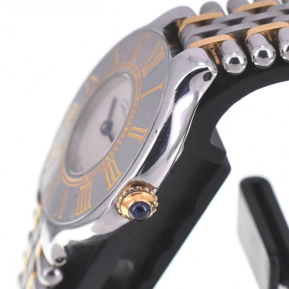 CARTIER Must21 W10051F4 Stainless Steel/Gold Plated Ivory Dial Quartz Ladies
 Watch Q#141165