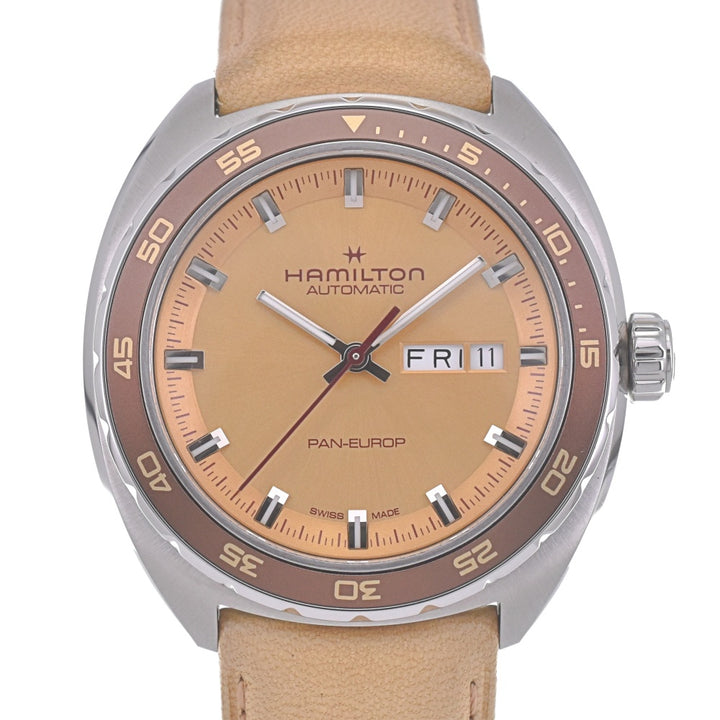 with paper HAMILTON American Classic Pan Euro H354350 Day date Metallic beige Dial Automatic Men's
 Watch P#141193