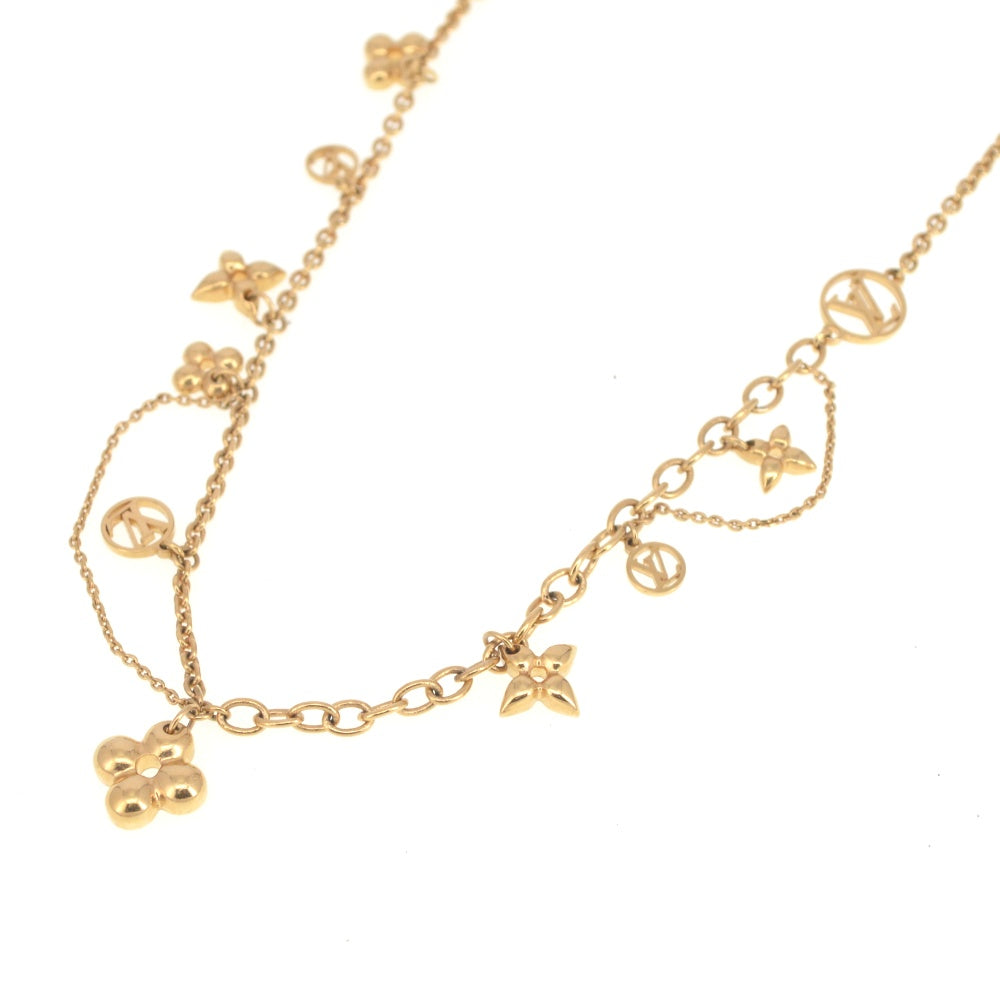LOUIS VUITTON Necklace Collier Blooming Strass M64855 Gold Plated Ladies
 jewelry S#141202