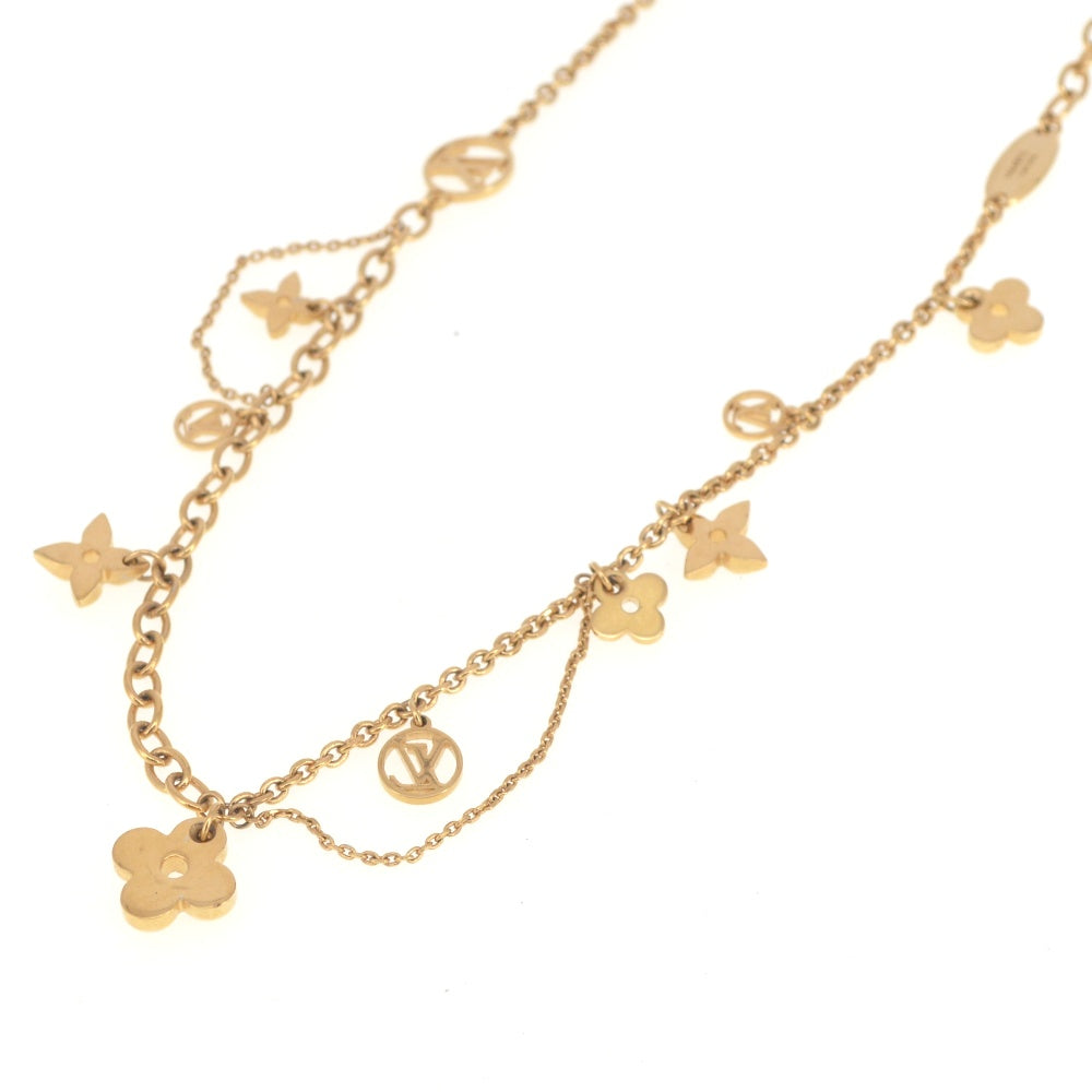 LOUIS VUITTON Necklace Collier Blooming Strass M64855 Gold Plated Ladies
 jewelry S#141202