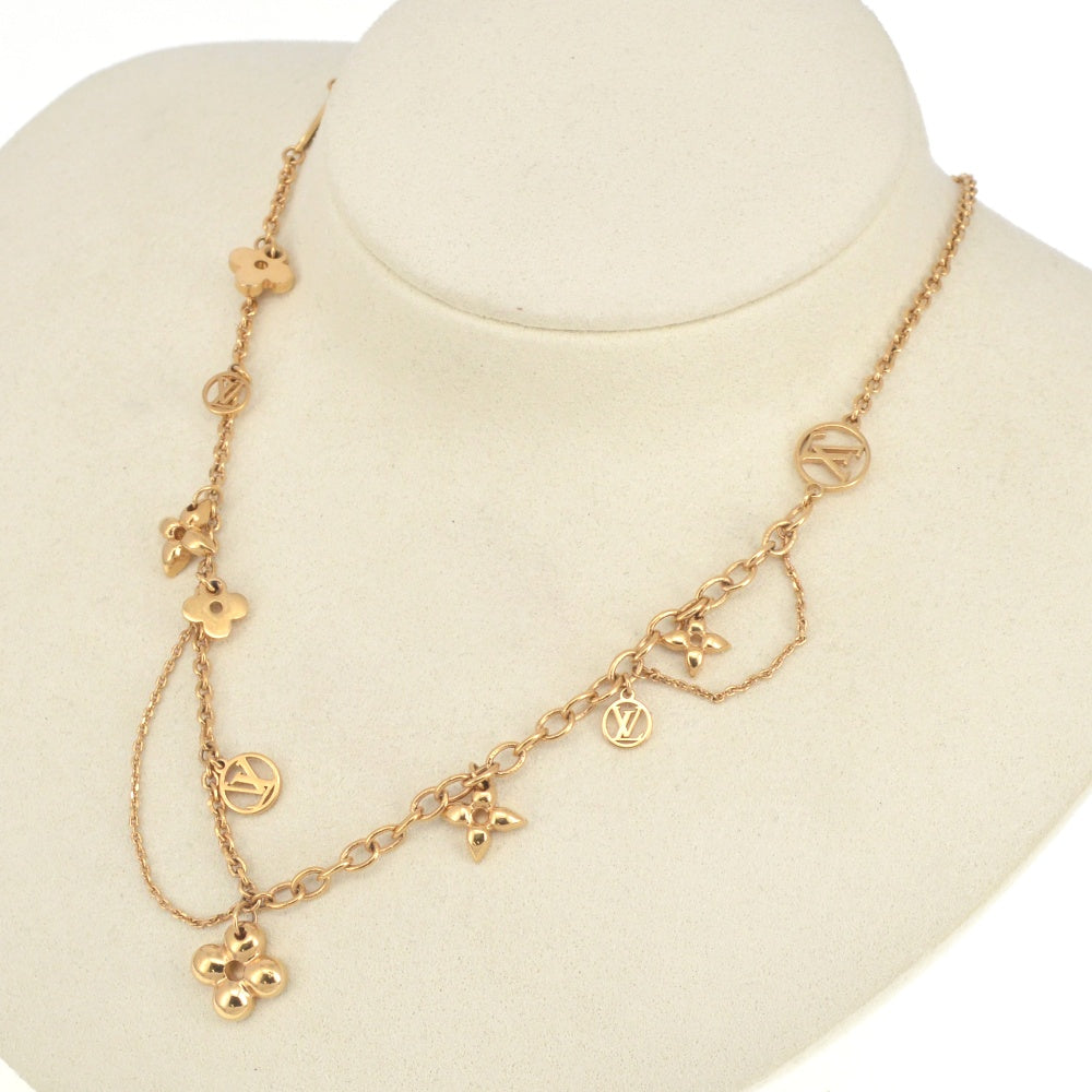LOUIS VUITTON Necklace Collier Blooming Strass M64855 Gold Plated Ladies
 jewelry S#141202