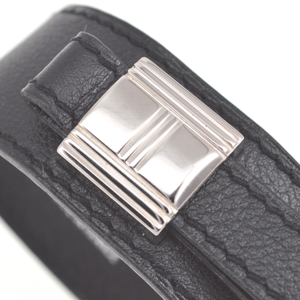 HERMES Artemis Bracelet Leather Metal Black Ladies
 jewelry S#141220