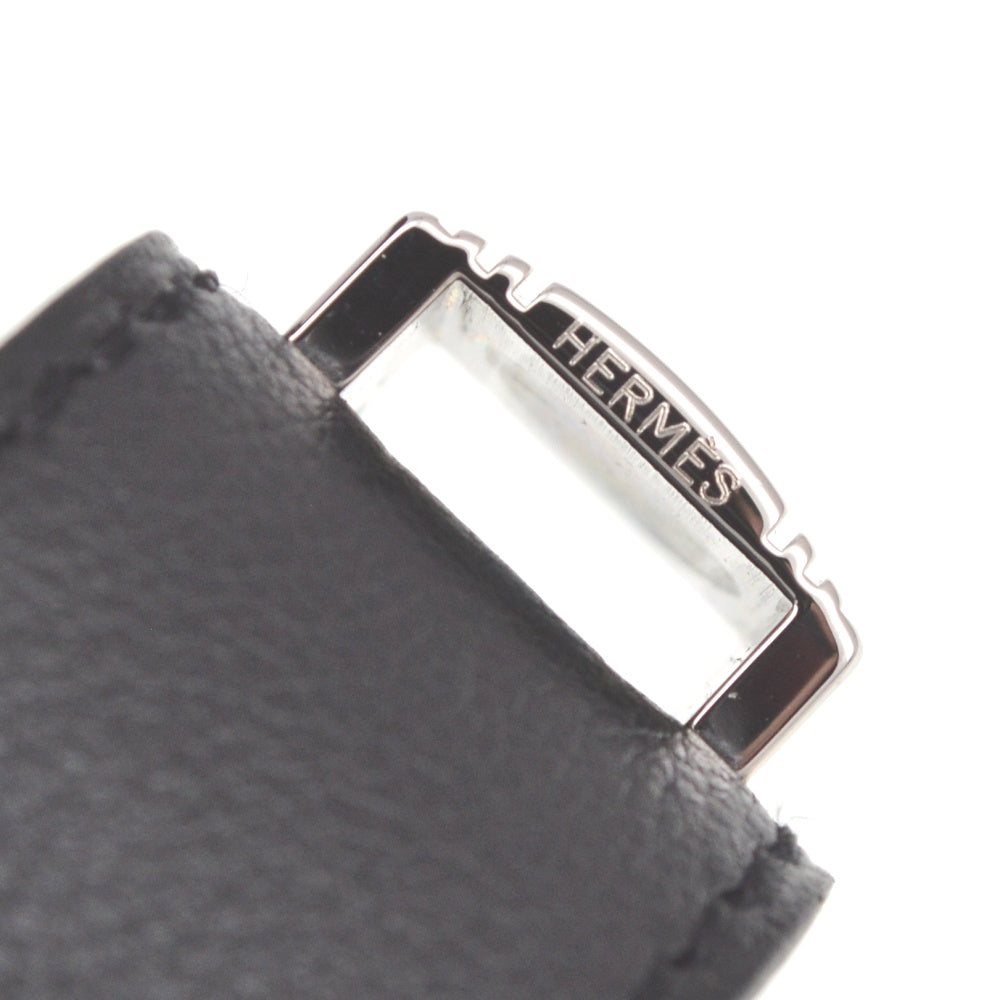 HERMES Artemis Bracelet Leather Metal Black Ladies
 jewelry S#141220