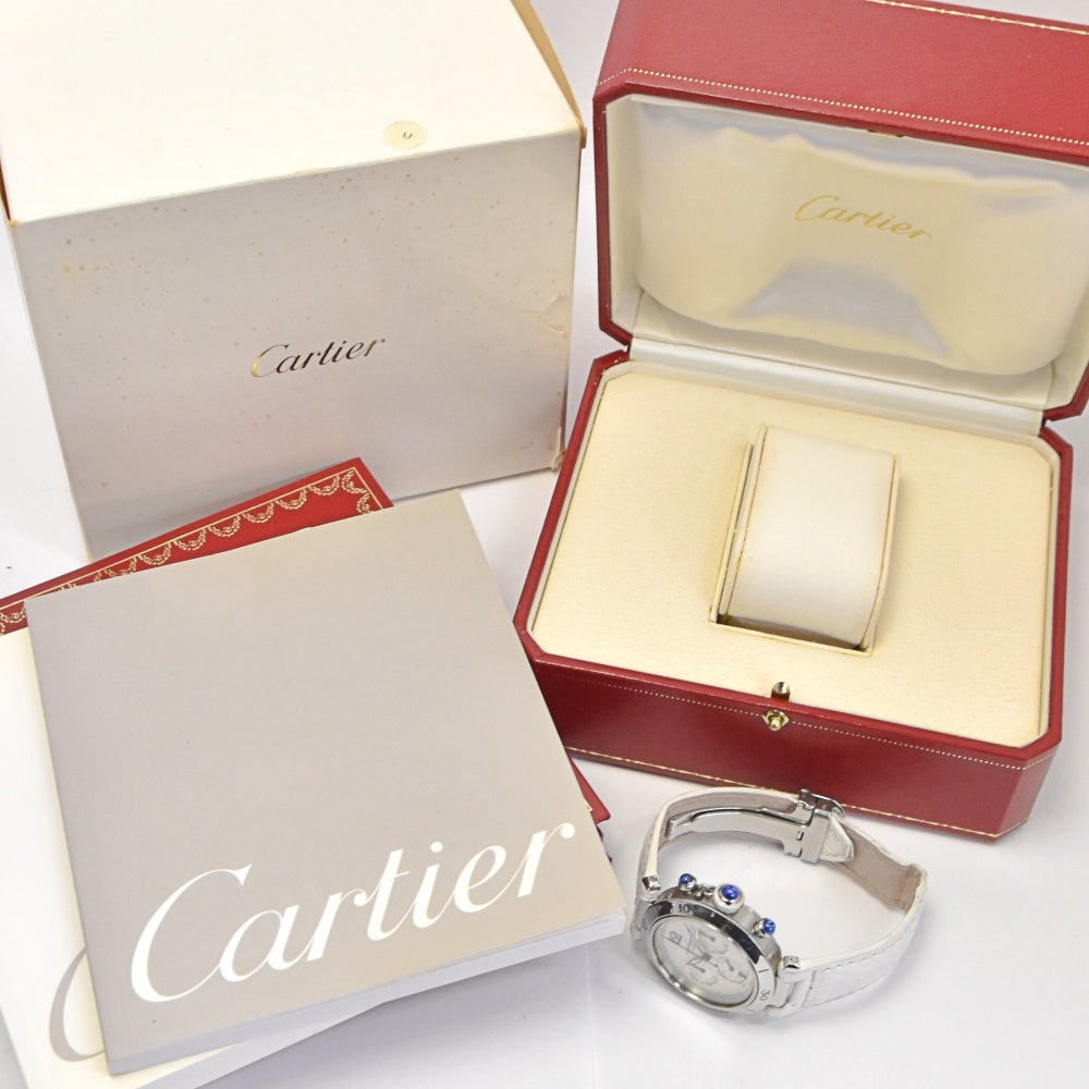 with paper CARTIER Pasha 1.5" chronograph W3103055 Date Silver Dial Automatic Men's
 Watch Q#141253