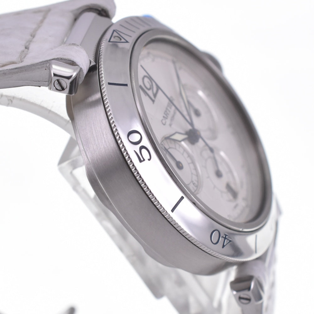 with paper CARTIER Pasha 1.5" chronograph W3103055 Date Silver Dial Automatic Men's
 Watch Q#141253