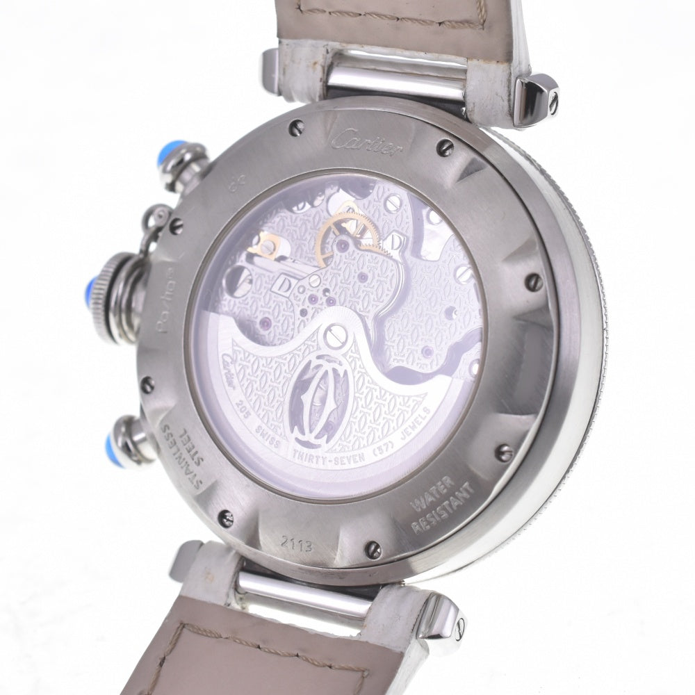 with paper CARTIER Pasha 1.5" chronograph W3103055 Date Silver Dial Automatic Men's
 Watch Q#141253