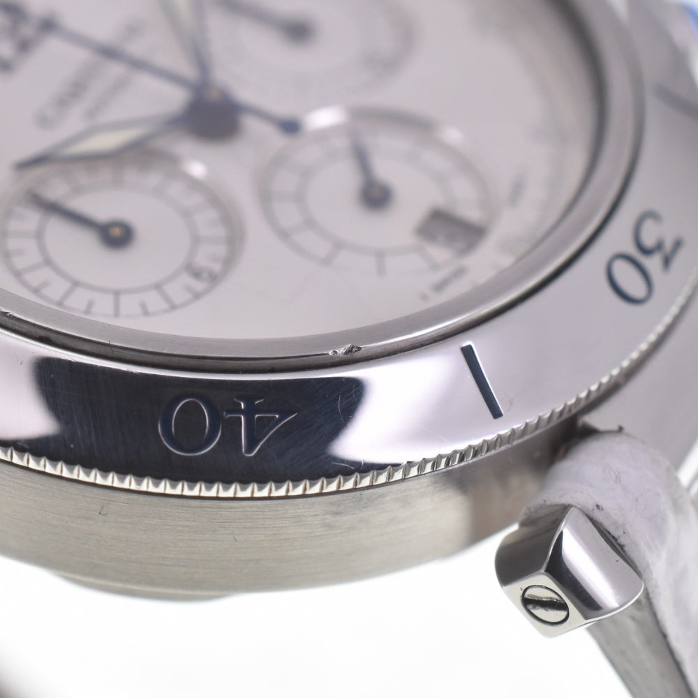 with paper CARTIER Pasha 1.5" chronograph W3103055 Date Silver Dial Automatic Men's
 Watch Q#141253