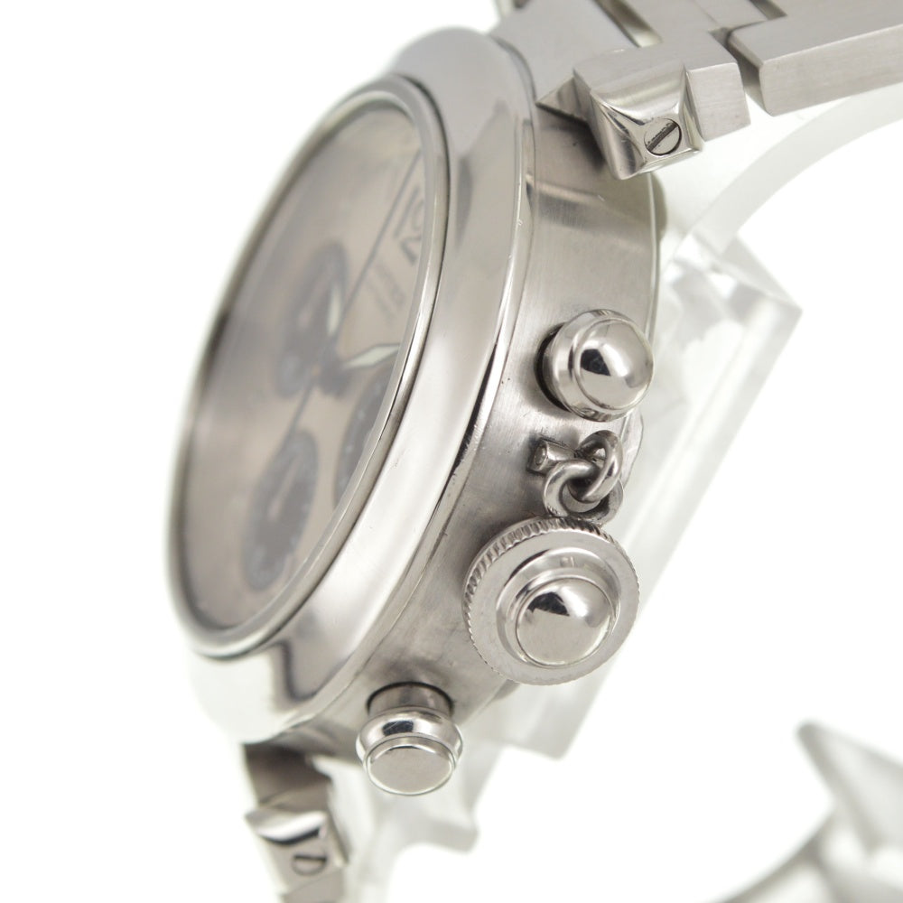 CARTIER Pasha C W31048M7 Chronograph Date Silver / Black Dial Automatic Unisex
 Watch Q#141255