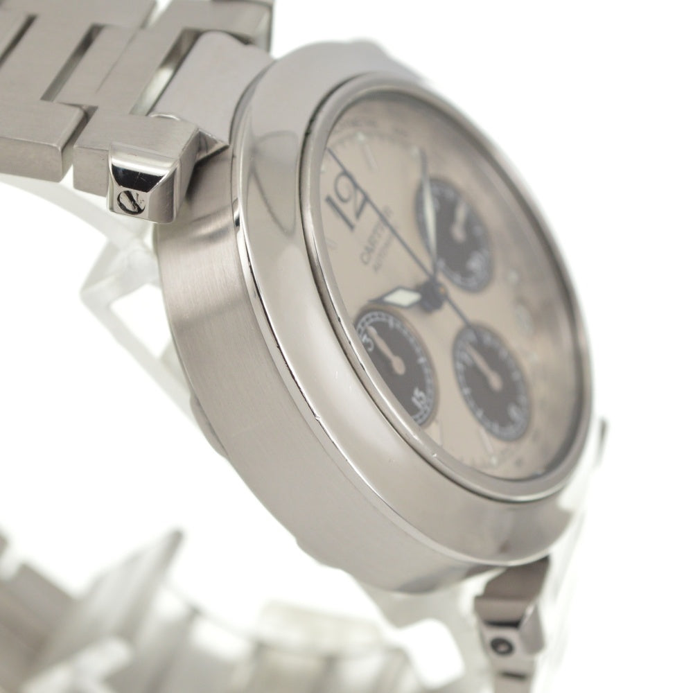 CARTIER Pasha C W31048M7 Chronograph Date Silver / Black Dial Automatic Unisex
 Watch Q#141255