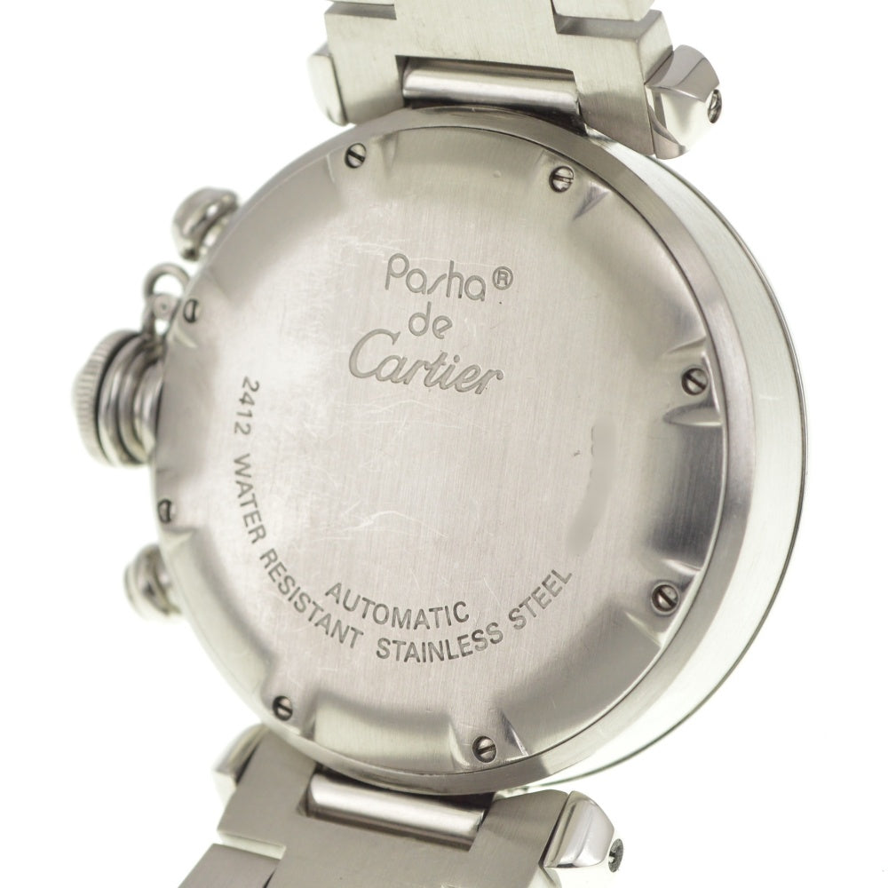 CARTIER Pasha C W31048M7 Chronograph Date Silver / Black Dial Automatic Unisex
 Watch Q#141255